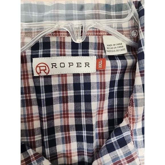 Roper Short Sleeve Pearl Snap Western Shirt Men's XXL Red Plaid - Picture 3 of 4